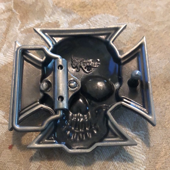 Iron Cross & skull WWII reproduction aluminum belt buckle 3” buckle Rage EUC - Picture 2 of 6